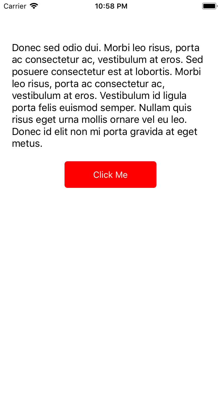 The app showing the red button after the debugger change.